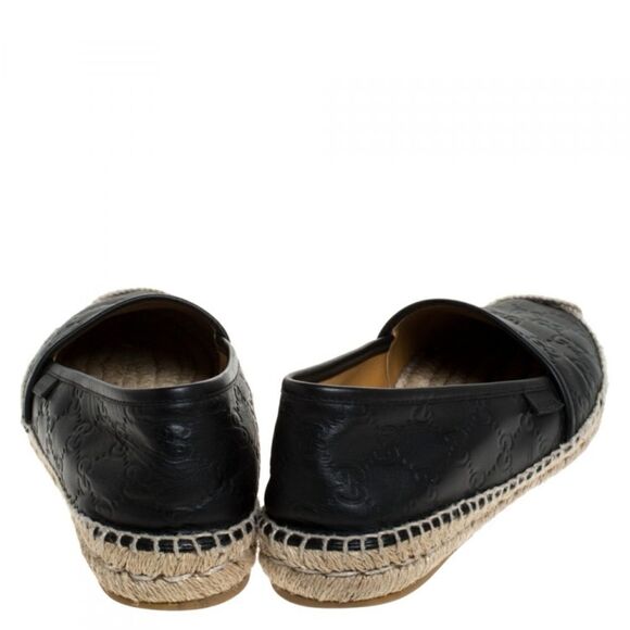 Gucci Black Guccissima Leather Pilar Espadrille Flats - Picture 3 of 15